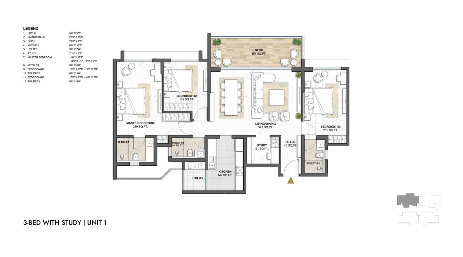 Sobha Hennur 3 BHK floor plan